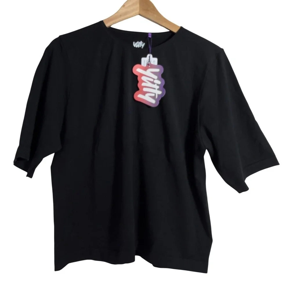 LOT OF 2 Yitty Smooth as Hell Lounge Tee‎ Womens 5X Black Seamless Cropped